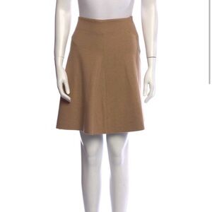 Reed Krakoff 100% Wool Side Slit Knee-Length Side Zip Camel Tan Skirt Size 4